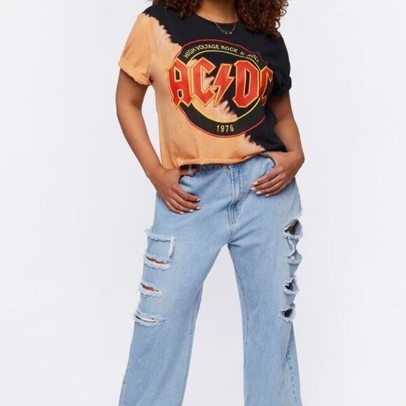 Plus Size ACDC Bleach Graphic Cropped Tee | 3X NWT - Picture 9 of 11